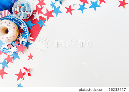 donut with candies and stars on independence day 16232257