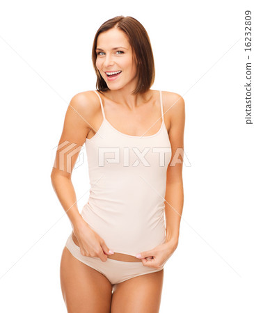 beautiful woman in beige cotton underwear beautiful woman in beige cotton underwear 16232809