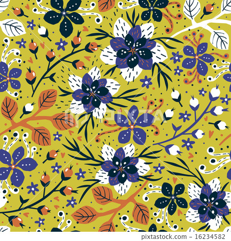 floral pattern, floral, branch - Stock Illustration [16234582] - PIXTA