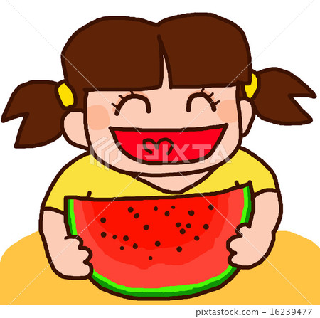 A girl who eats a watermelon 16239477