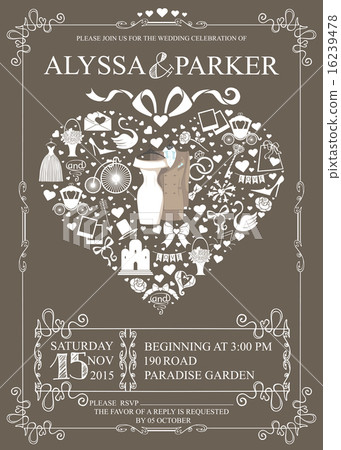 Wedding invitation with heart composition, clothes 16239478