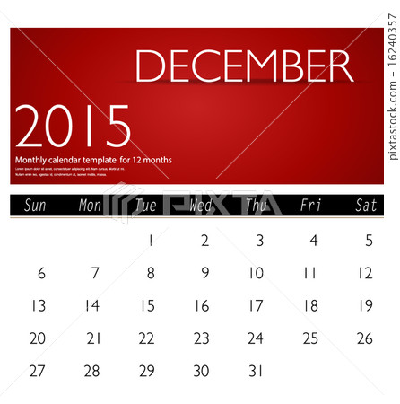 Simple 15 Calendar December Vector Stock Illustration