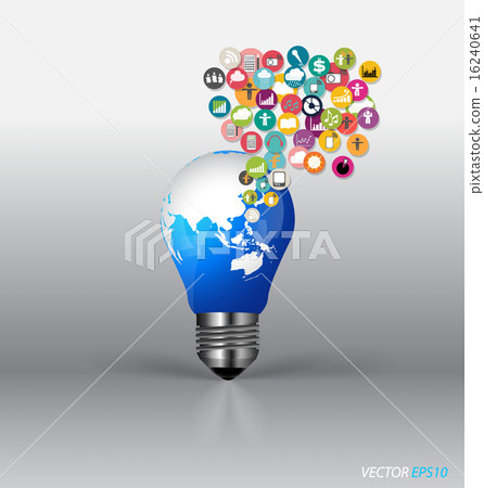 Bulb with cloud of colorful application. Vector illustration. 16240641