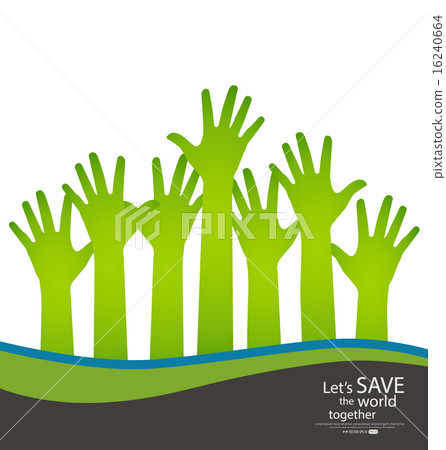 Raised hands. Vector illustration. 16240664