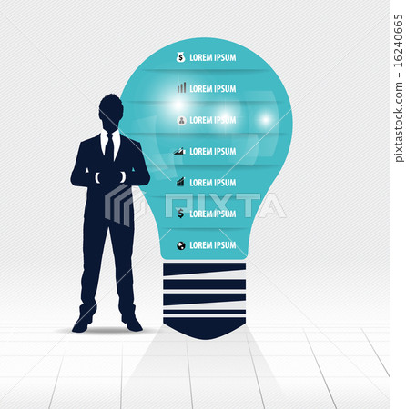 Businessman showing light bulb with Infographic design template. 16240665