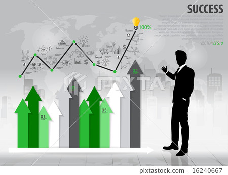 Businessman showing growth chart. Vector illustration. Businessman showing growth chart. Vector illustration. 16240667