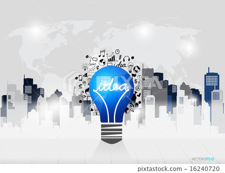 Creative idea in Light bulb as inspiration concept with drawing Creative idea in Light bulb as inspiration concept with drawing 16240720