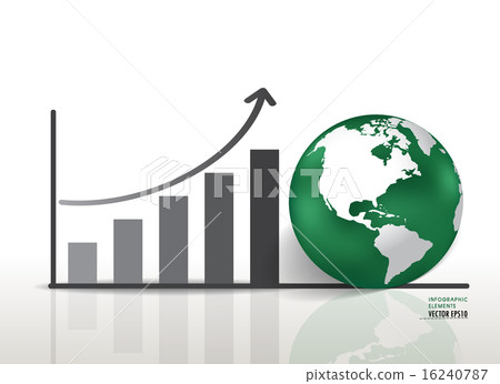 Growth chart and globe. Vector illustration. 16240787