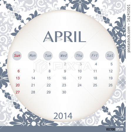 2014 calendar, vintage calendar template for April. Vector illus 2014 calendar, vintage calendar template for April. Vector illus 16241001