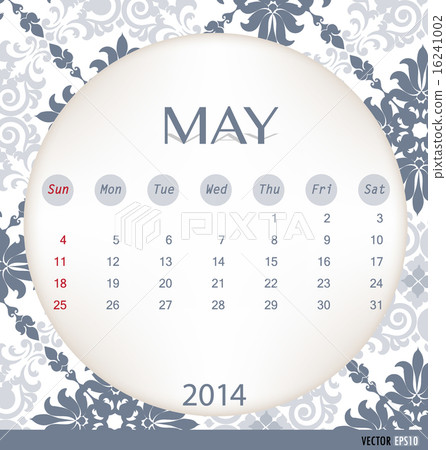 2014 calendar, vintage calendar template for May. Vector illustr 2014 calendar, vintage calendar template for May. Vector illustr 16241002