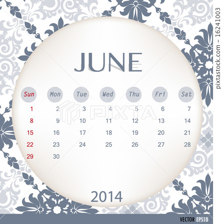2014 calendar, vintage calendar template for June. Vector illust 2014 calendar, vintage calendar template for June. Vector illust 16241003