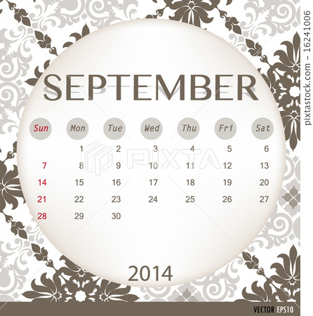 2014 calendar, vintage calendar template for September. Vector i 16241006