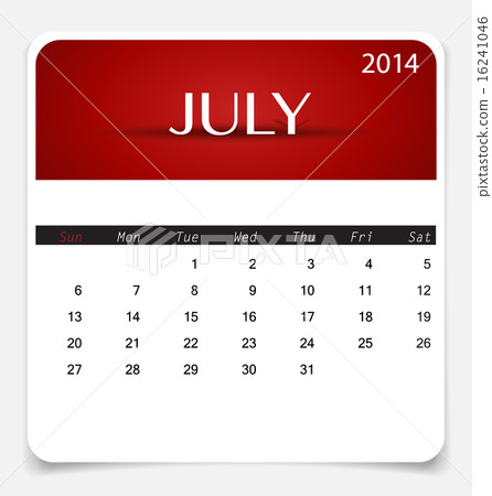 Simple 2014 calendar, July. Vector illustration. - Stock Illustration ...