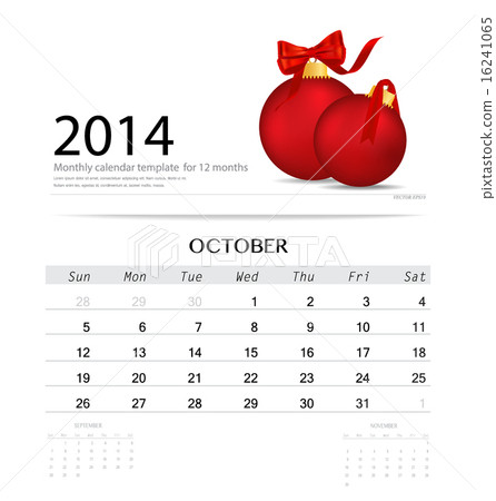 14 Calendar Monthly Calendar Template For Stock Illustration