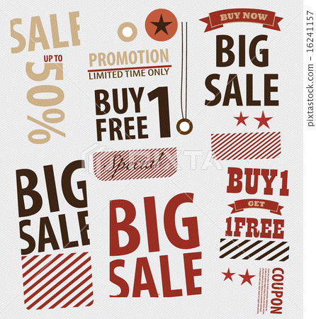 插圖素材: word for price tag, sale coupon, voucher.