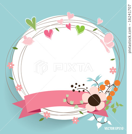 Note Paper With Ribbon Heart And Floral Stock Illustration