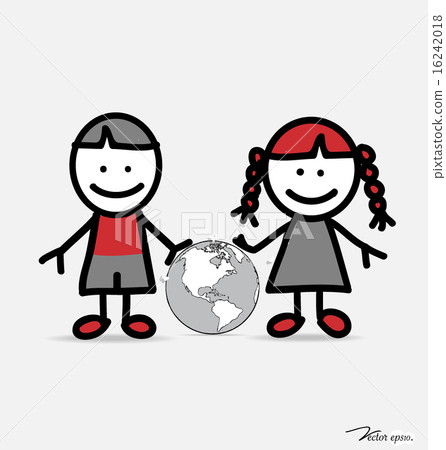 Cute children and globe. Vector illustration. Cute children and globe. Vector illustration. 16242018
