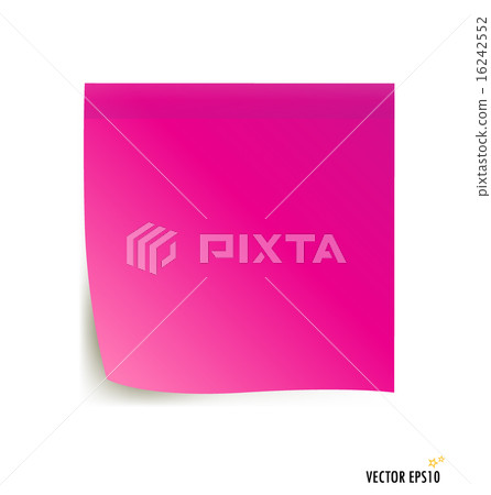 Pink stick note isolated on white background, vector illustratio 16242552