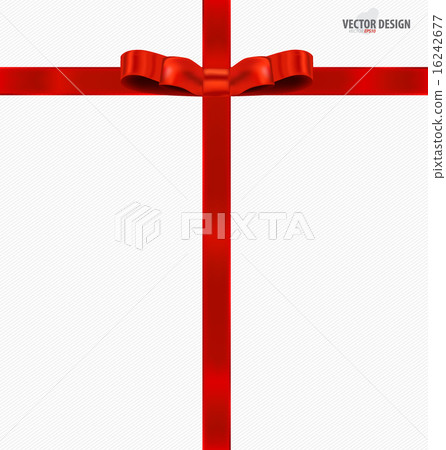 Cards with red gift bows and red ribbons. Vector illustration. 16242677