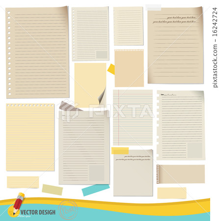 Collection of various note papers, ready for your message. Vecto Collection of various note papers, ready for your message. Vecto 16242724