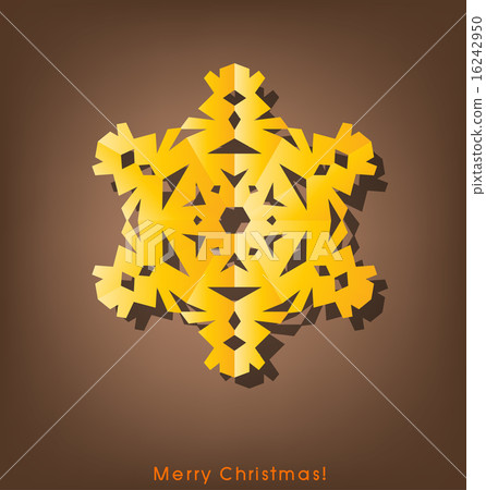 Vintage Christmas postcard with origami snowflake, vector illust 16242950