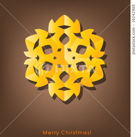 Vintage Christmas postcard with origami snowflake, vector illust 16242988