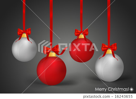 Christmas balls with ribbon and bow, vector... - Stock Illustration ...