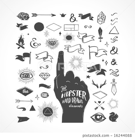 Hipster hand drawn shapes, icons, elements Hipster hand drawn shapes, icons, elements 16244088