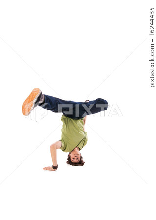 Hip hop dancer performing isolated over white 16244435
