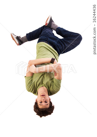 Hip hop dancer performing isolated over white 16244436