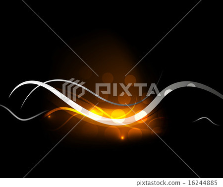 Orange dynamic wave in dark space-插圖素材 [16244885] - PIXTA圖庫
