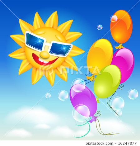 Smiling sun in glasses and balloons Smiling sun in glasses and balloons 16247877
