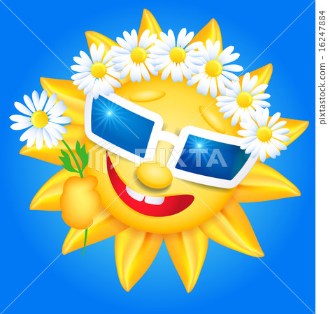 Smiling sun in glasses and chaplet 16247884
