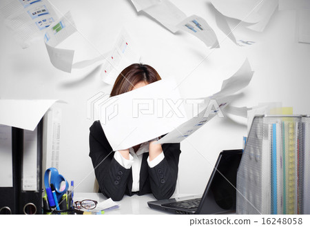 Businesswoman asian serious and busy with trouble Businesswoman asian serious and busy with trouble 16248058