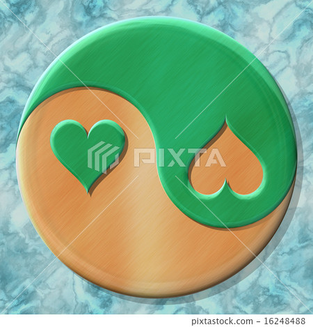 Yin-yang heart symbol with generated texture 16248488