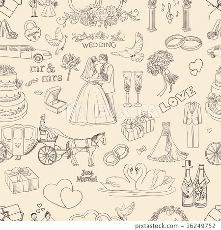 Seamless pattern with wedding icons 16249752