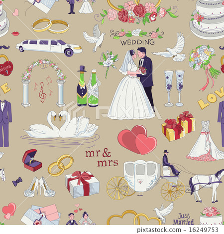 Seamless pattern with wedding icons 16249753