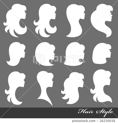 Girl face silhouette.Profiles Hair style.Logo set Girl face silhouette.Profiles Hair style.Logo set 16250038