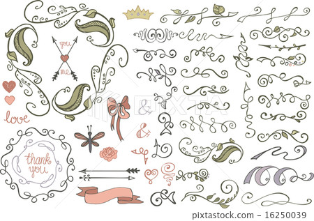 Doodles border,brushes,decor.Colored Floral sketched Doodles border,brushes,decor.Colored Floral sketched 16250039