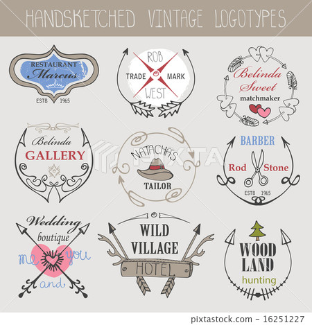 Vintage logotype set.Doodle hand sketchy Vintage logotype set.Doodle hand sketchy 16251227