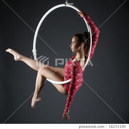 Image of sexy acrobatic girl posing with hoop 16253195