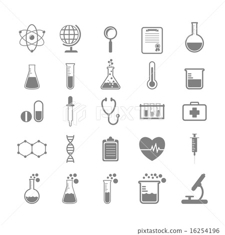 Set of Science and chemistry icons, vector 16254196