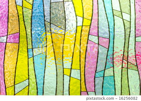 Multicolored stained glass church window 16256082