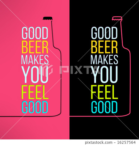 Vector beer bottle design background with a cool slogan on it. Bar poster design element 16257564