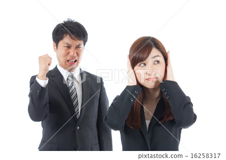 Businessman business woman male female angry scold 16258317