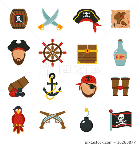 Pirate icons set flat Pirate icons set flat 16260877