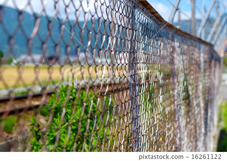 Railroad tracks over the fence Railroad tracks over the fence 16261122