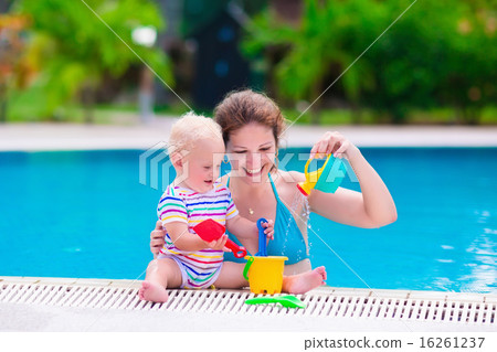 Mother and baby in a swimming pool Mother and baby in a swimming pool 16261237