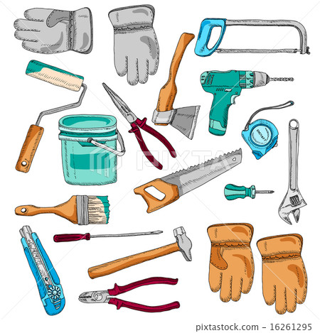 Painter working tools icons set color Painter working tools icons set color 16261295