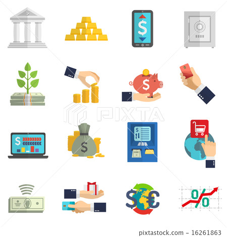 Banking system icons set 16261863